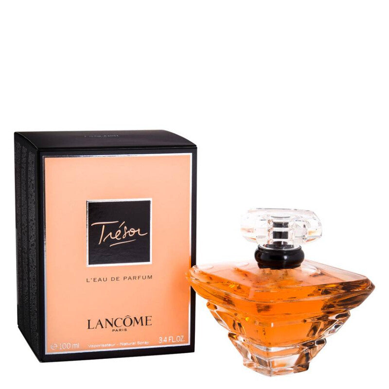 Lancome Tresor perfume bottle and packaging on a white background