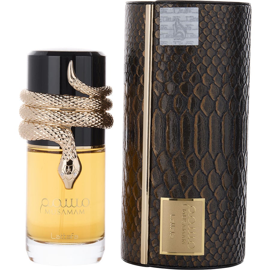 Lattafa Musamam Eau De Parfum Spray 3.4 oz bottle and box