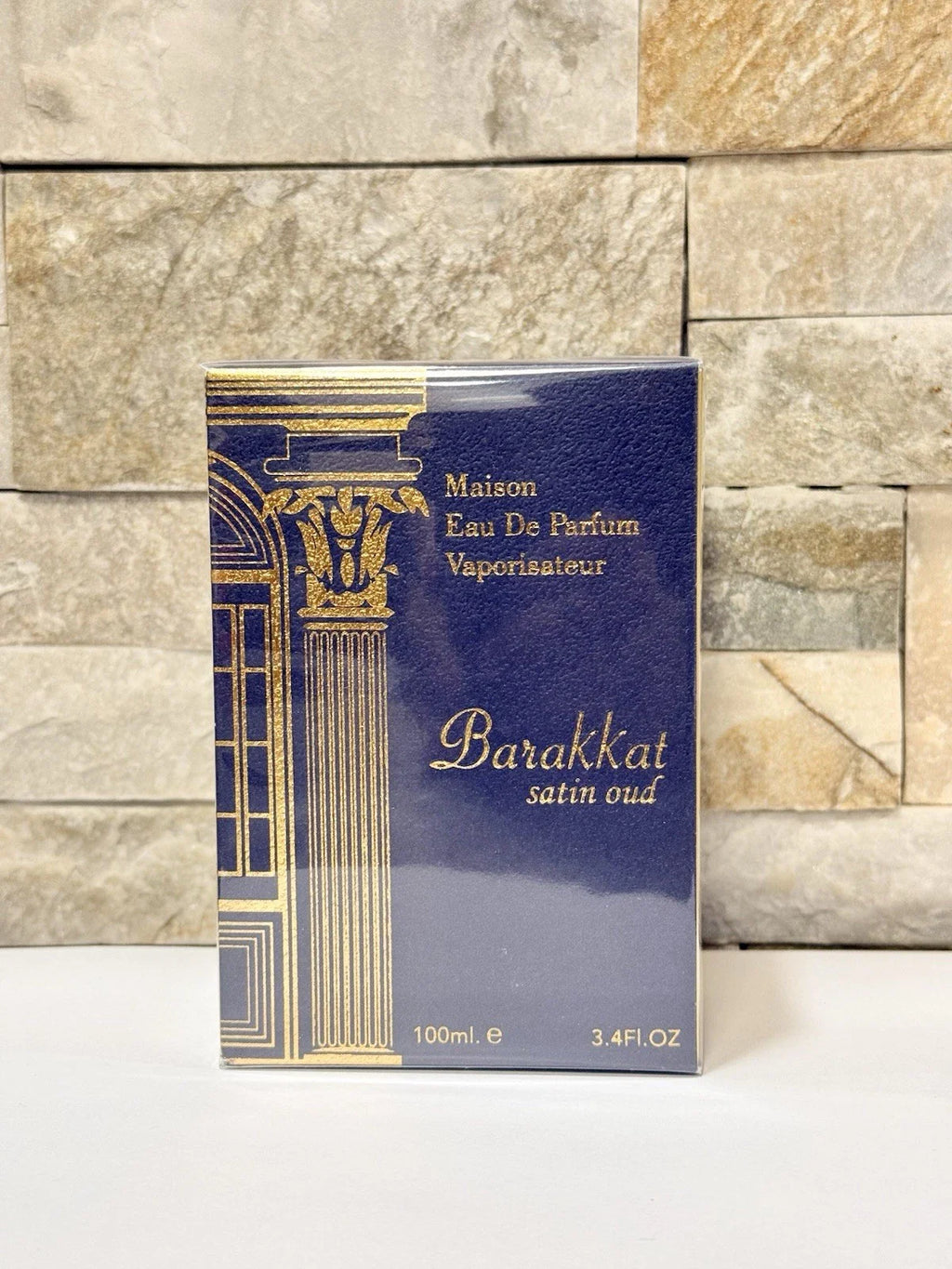 Maison Barakkat Satin Oud Eau de Parfum Spray 3.4 oz bottle and box