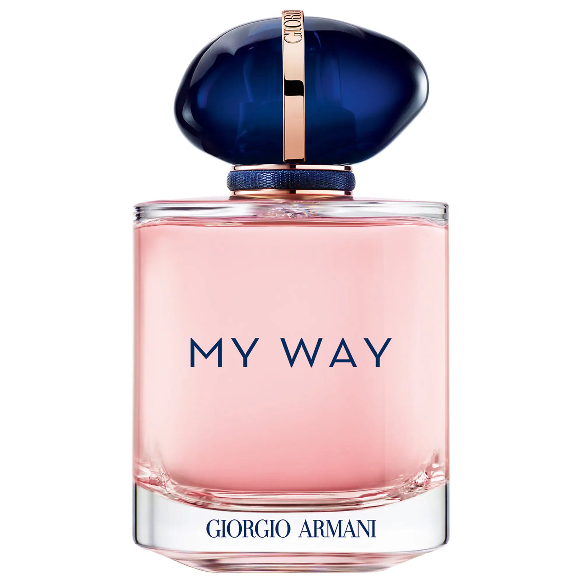 Perfume bottle labeled 'My Way' by Giorgio Armani on a white background