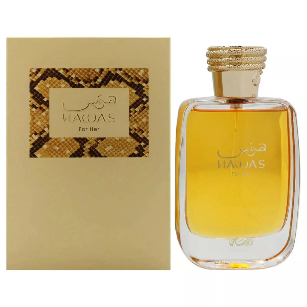 Rasasi Hawas for Her Eau de Parfum Spray for Women 3.38 oz box and bottle