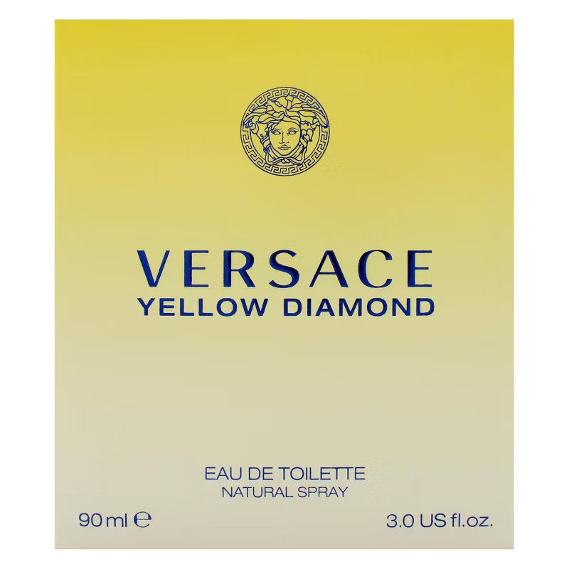 Versace Yellow Diamond perfume packaging on a yellow background
