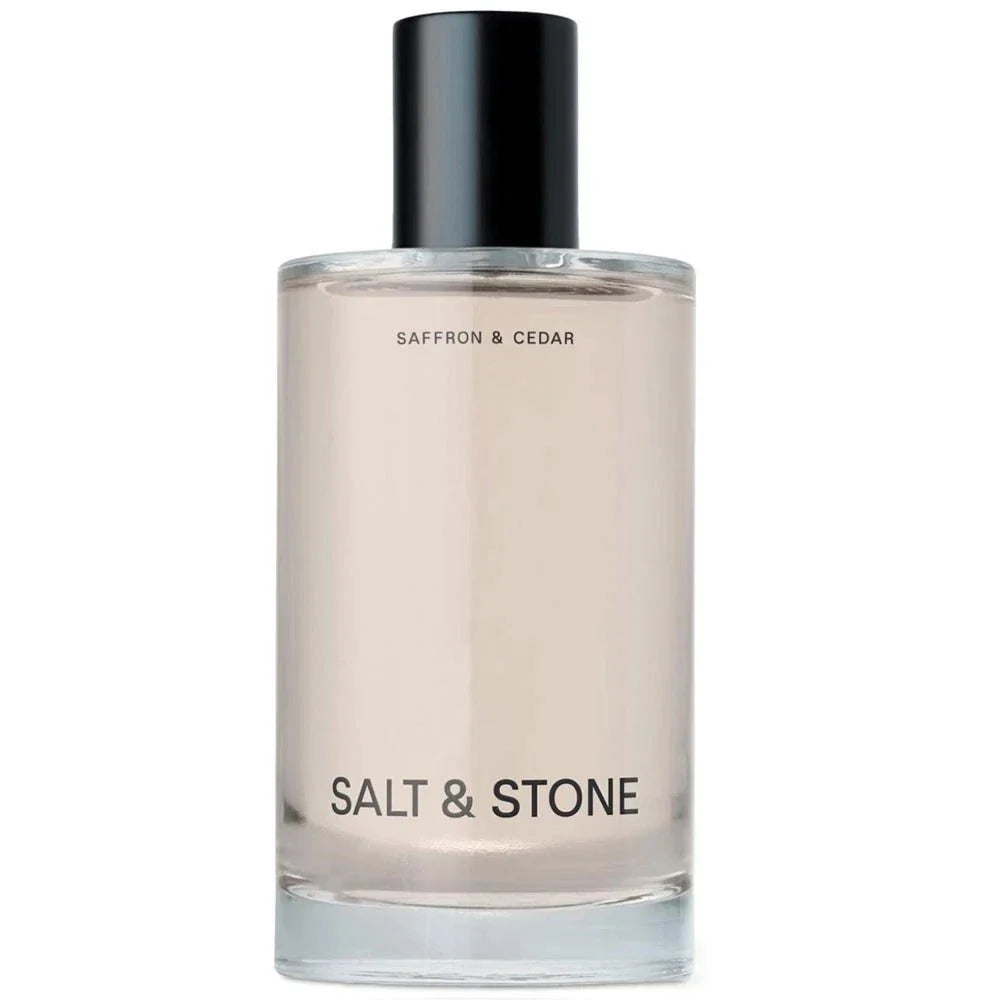Salt & Stone Saffron & Cedar Body Mist 3.4 oz bottle and box
